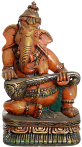 Antique Veena Ganesha Statue