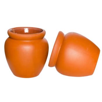 two earthen water jar empty isolated on white background with clipping path.
